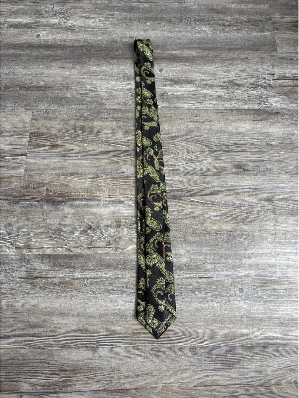 Colours by Alexander Julian Black Tie with Green Paisley Pattern
